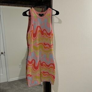Nicole Miller Multicolor Wave Pattern Dress